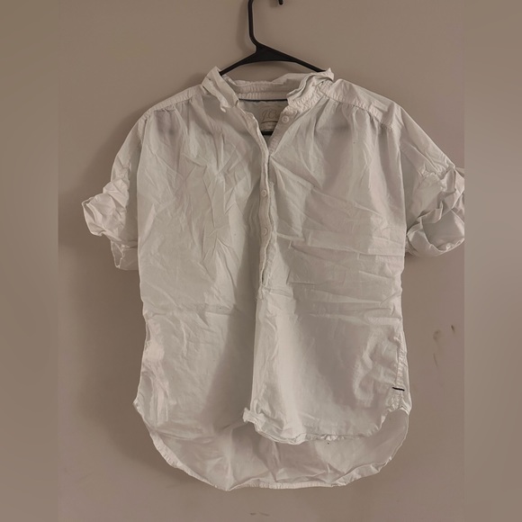 JCrew Relaxed Fit White Half-Button Tee - Picture 2 of 3